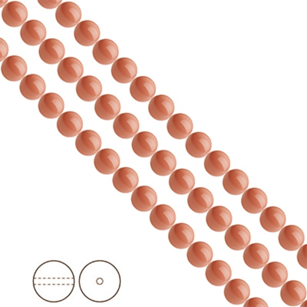 Preciosa Nacre Pearls (premiumkvalitet), 6mm, Salmon Rose, 25st