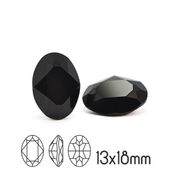 Preciosa kristall, 18x13mm MC Oval, Jet, 1st svart