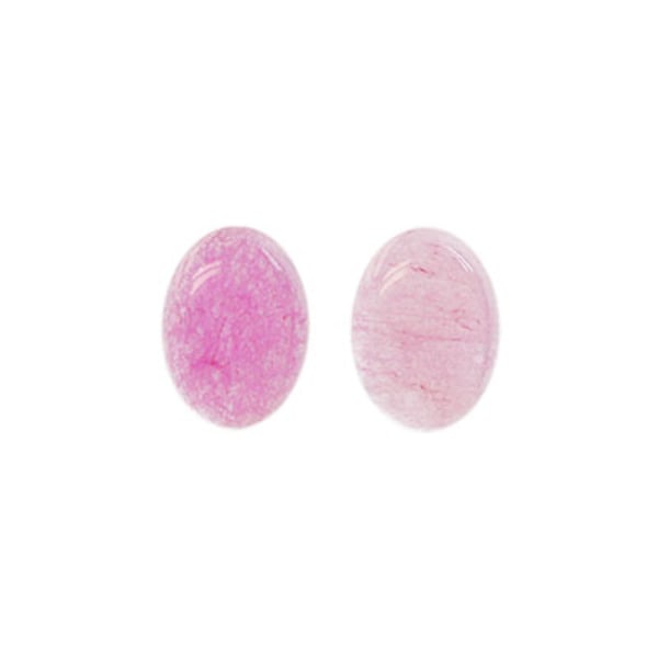 Cabochon, färgad kvarts, rosa, 13x18mm oval, 1st rosa