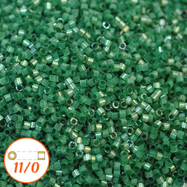 Miyuki Delica 11/0, I-D emerald silk glazed, 5g grön