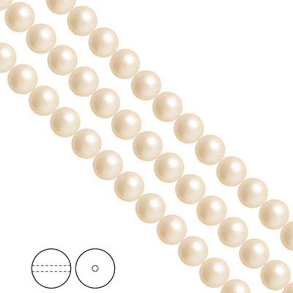 Preciosa Nacre Pearls (premiumkvalitet), 8mm, Cream, 20st