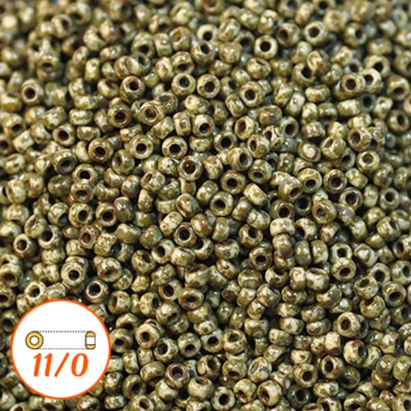 Miyuki seed beads 11/0, Picasso taupe, 10g beige