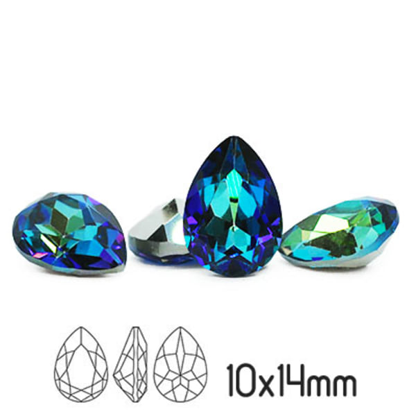 Preciosa kristall, 14x10mm Baroque Pear, Crystal Bermuda Blue, 1 blå