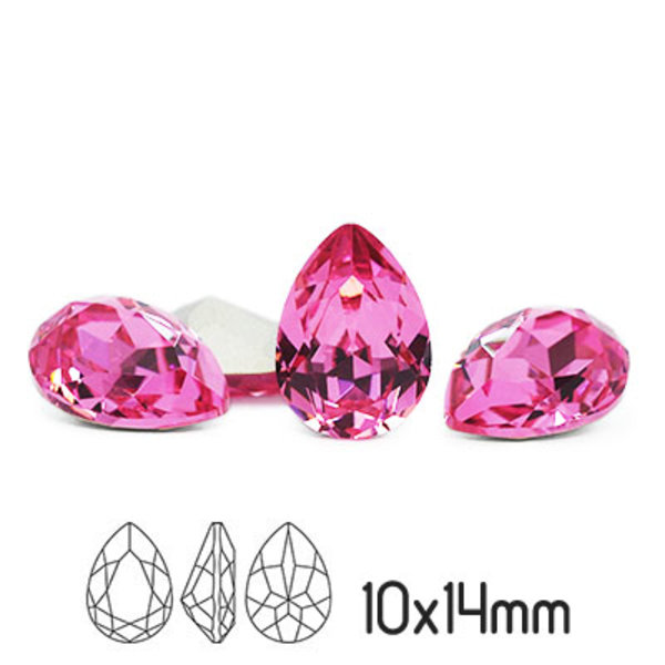 Preciosa kristall, 14x10mm Baroque Pear, Rose, 1st rosa
