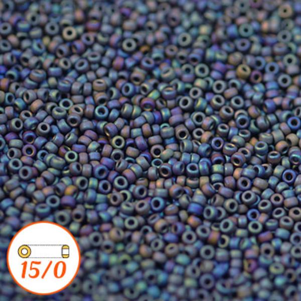 Miyuki seed beads 15/0, matte purple iris, 10g lila