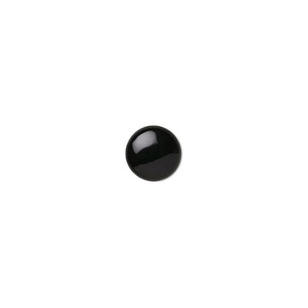 Cabochon, svarttonad "blackstone", 8mm rund, 1st svart