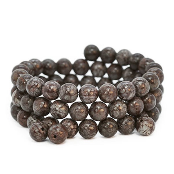 Pärlor av naturlig brun snöobsidian, ca 8.5mm brun 45