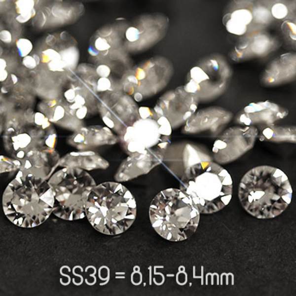 Preciosa chatons, SS39 (ca 8mm), Crystal, 4st transparent