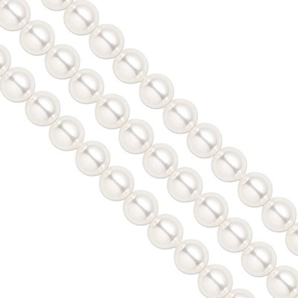 Aurora Crystal Pearls (premiumkvalitet), 6mm, White, 25st vit