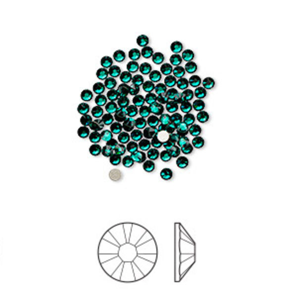 Swarovski flat back strass, 1.7-1.9mm, emerald, 20-pack grön