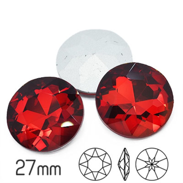 Aurora kristall 1201 (flat chaton/crown stone), 27mm, Light Siam