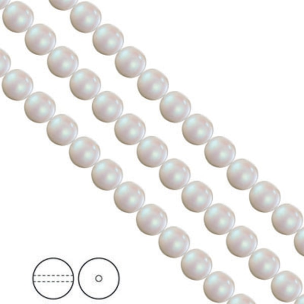 Preciosa Nacre Pearls (premiumkvalitet), 8mm, Pearlescent White,
