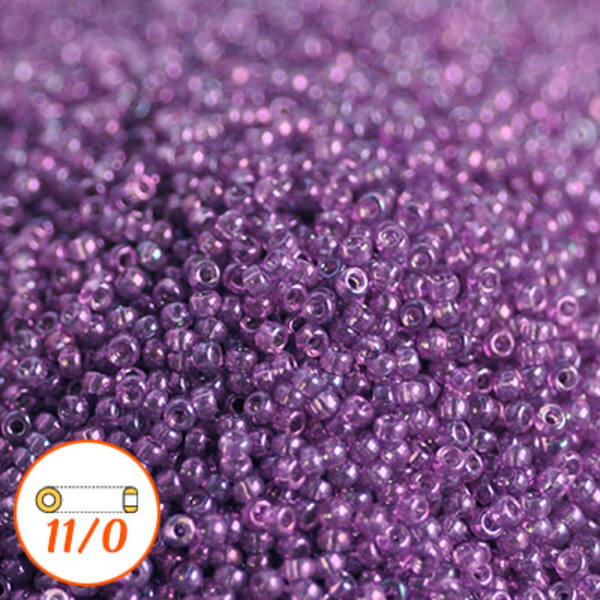 Miyuki seed beads 11/0, lt amethyst gold luster, 10g lila