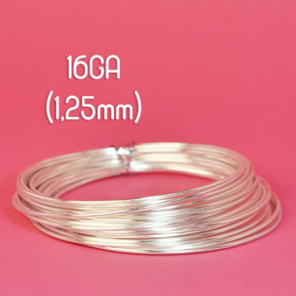 Tarnish resistant wire, silverpläterad, 16GA (1,25mm grov) silver