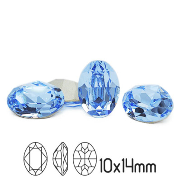 Preciosa kristall, 14x10mm MC Oval, Light Sapphire, 1st blå