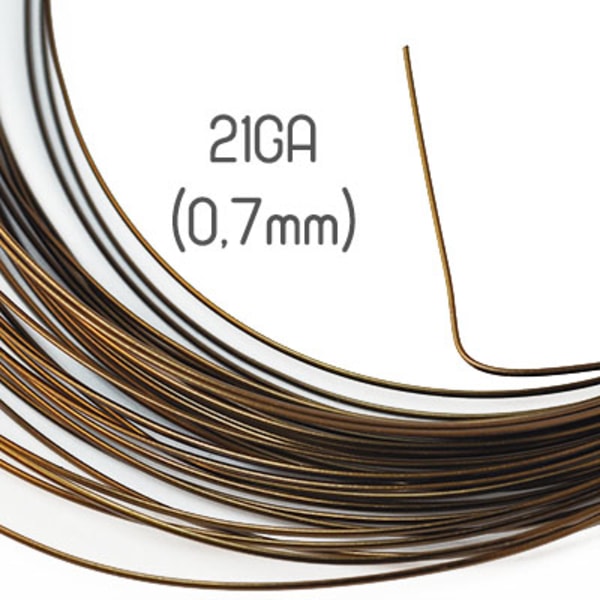 Halvrund non-tarnish vintage bronze wire, 21GA (0,7mm grov) brun