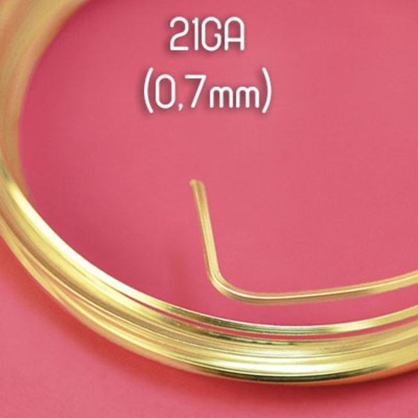 Fyrkantig non-tarnish gold wire, 21GA (0,7mm grov), guld/ljusgul guld