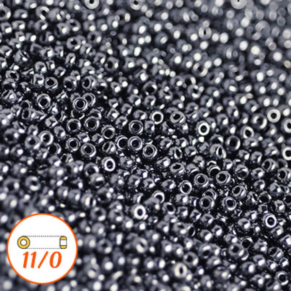 Miyuki seed beads 11/0, gunmetal, 10g svart