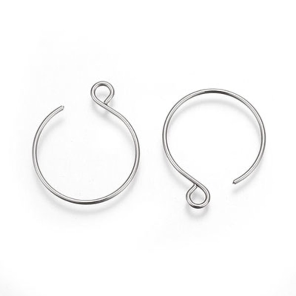 Öronkrokar av kirurgiskt stål, 2cm, 2 par silver