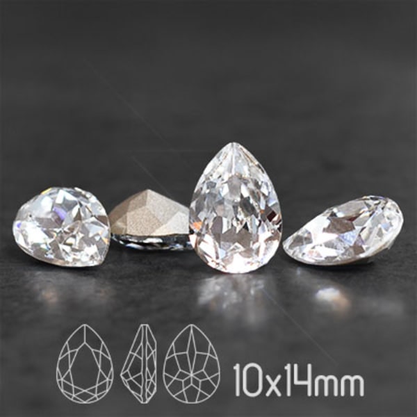 Preciosa kristall, 14x10mm Baroque Pear, Crystal, 1st transparent