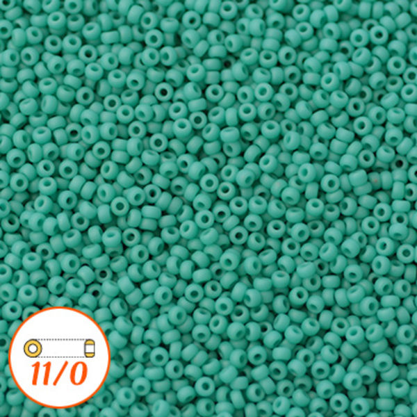 Miyuki seed beads 11/0, matte opaque green turquoise, 10g turkos