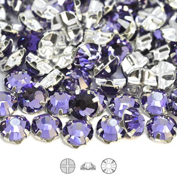 Preciosa rose montées, SS30 (ca 6.5mm), silver/Tanzanite, 10st lila