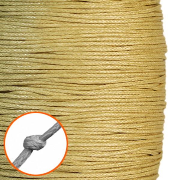 Vaxad bomullssnöre, ca 1mm, beige, 10m beige