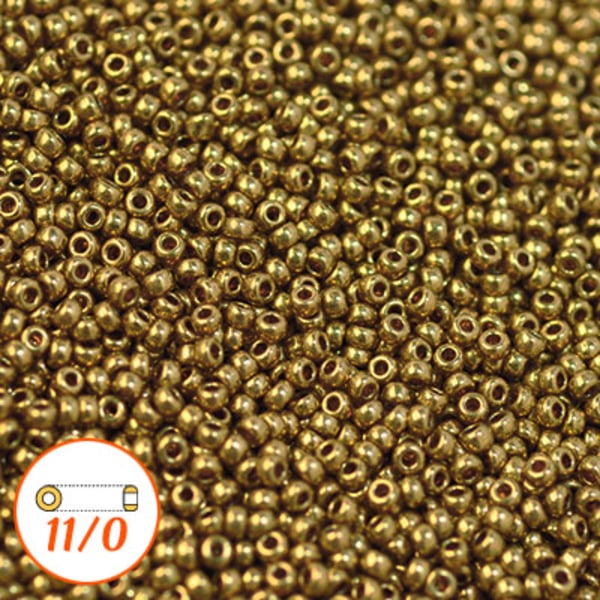 Miyuki seed beads 11/0, metallic light bronze, 10g brun