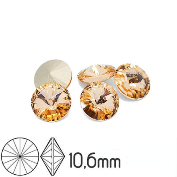 Preciosa rivoli kristaller, 10.6mm (SS47), Light Peach, 2st beige