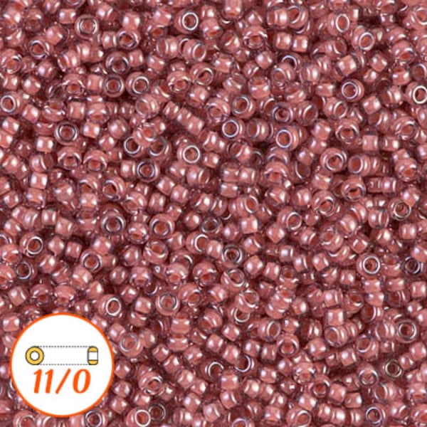 Miyuki seed beads 11/0, berry-lined crystal, 10g rosa