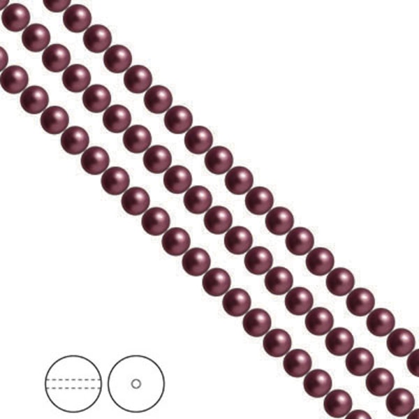 Preciosa Nacre Pearls (premiumkvalitet), 4mm, Light Burgundy, 30