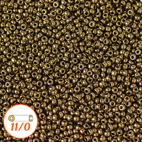 Miyuki seed beads 11/0, metallic bronze, 10g brun