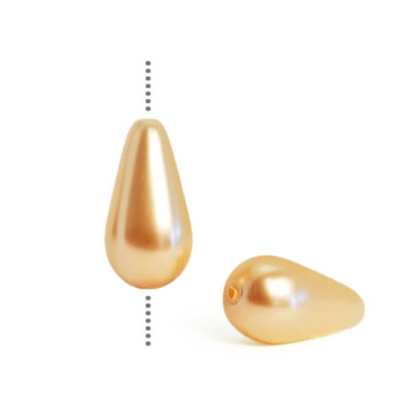 Droppformade Preciosa Nacre Pearls (premiumkvalitet), 15x8mm, Go