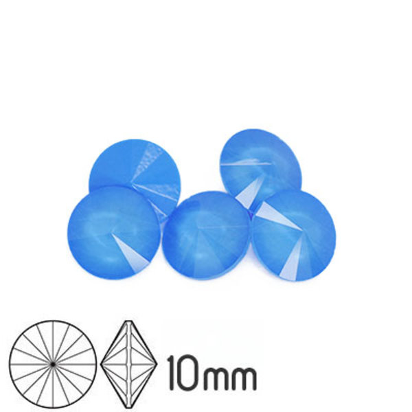 Aurora rivoli kristaller, 10mm (SS45), Crystal Light Blue, 4st blå