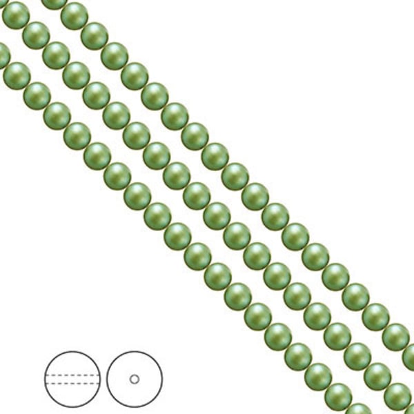 Preciosa Nacre Pearls (premiumkvalitet), 4mm, Pearlescent Green,