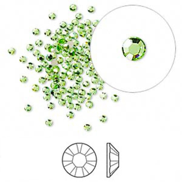 Swarovski flat back strass, 1.7-1.9mm, peridot, 20-pack grön