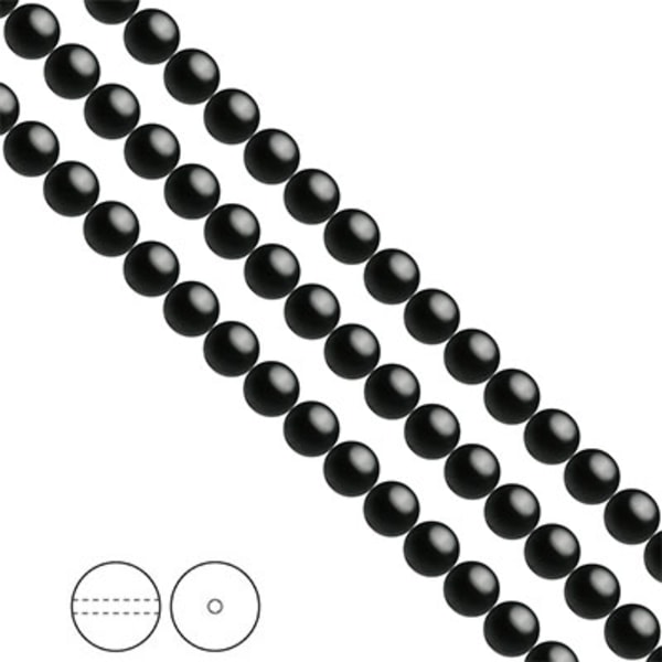 Preciosa Nacre Pearls (premiumkvalitet), 6mm, Magic Black, 25st