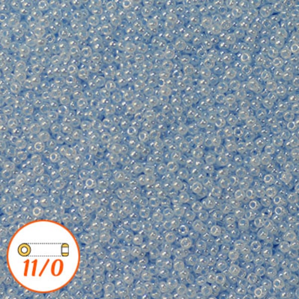 Miyuki seed beads 11/0, I-D light sapphire ceylon, 10g blå