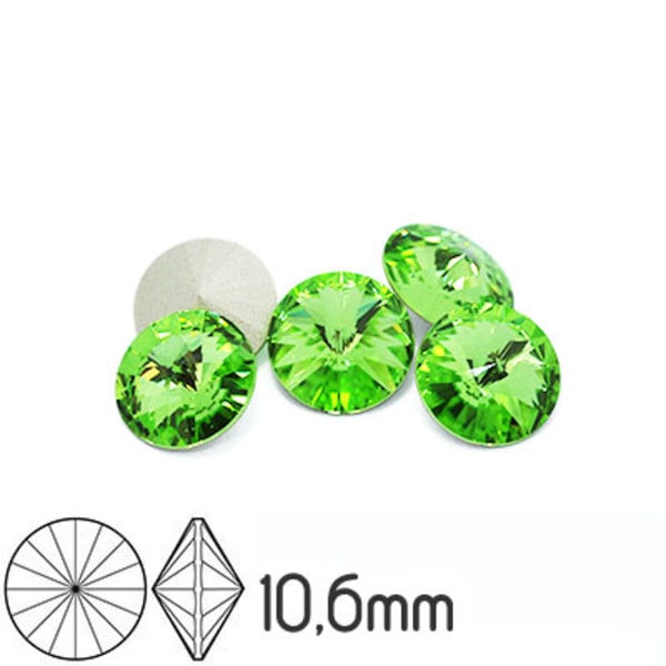 Preciosa rivoli kristaller, 10.6mm (SS47), Peridot, 2st grön