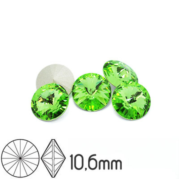 Preciosa rivoli kristaller, 10.6mm (SS47), Peridot, 2st grön