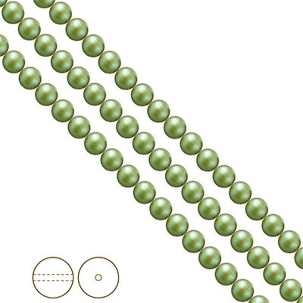Preciosa Nacre Pearls (premiumkvalitet), 5mm, Pearlescent Green,