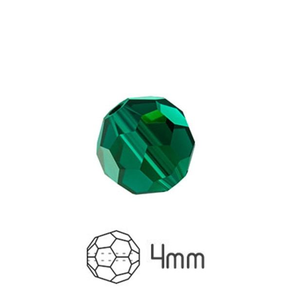 Runda fasetterade Preciosa pärlor, 4mm, Emerald, 30st grön