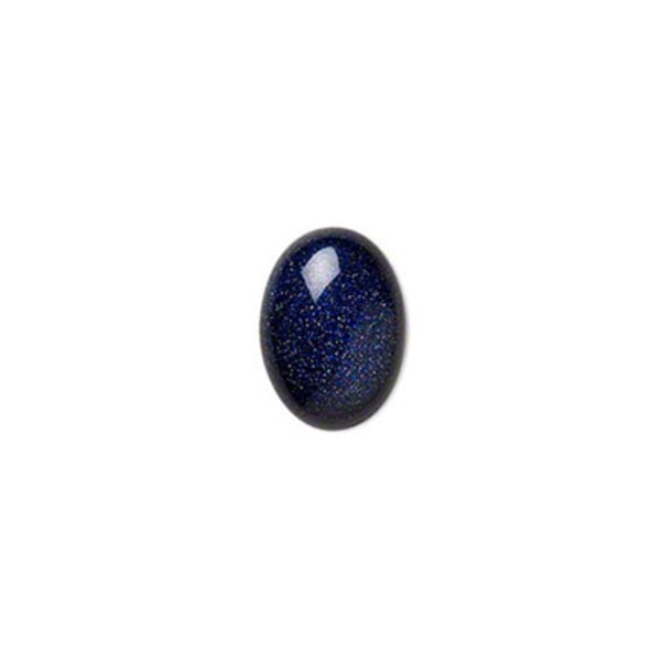 Cabochon, blå "guldsten", 13x18mm oval, 1st blå