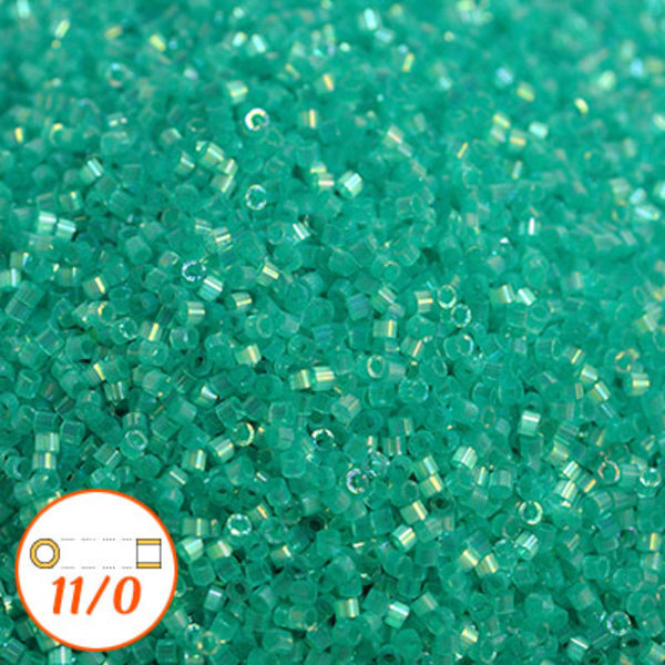 Miyuki Delica 11/0, I-D aqua green AB silk glazed, 5g grön