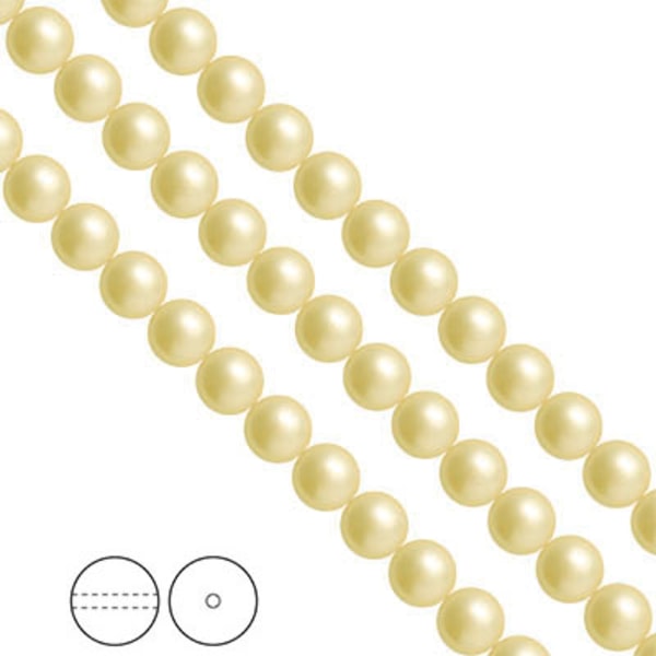 Preciosa Nacre Pearls (premiumkvalitet), 8mm, Vanilla, 20st
