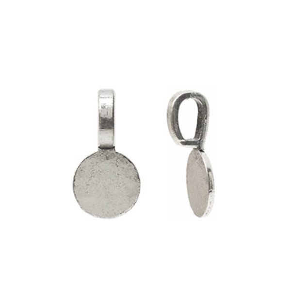 Glue-on bails/berlockhållare, antik silverfärg, 10x18mm, 10st silver
