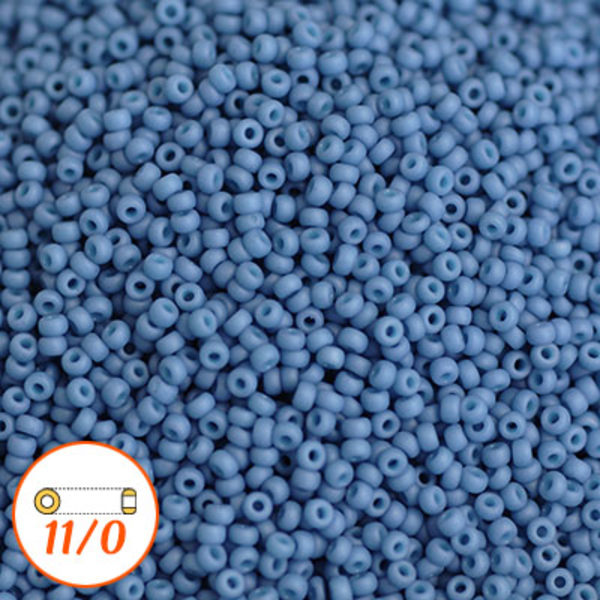 Miyuki seed beads 11/0, matte pale denim, 10g blå