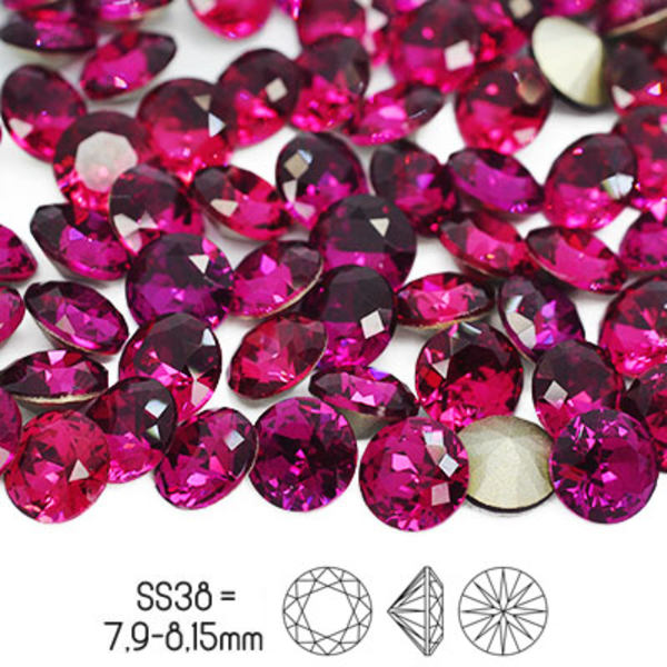 Aurora Brilliant chatons, SS38 (ca 8mm), Fuchsia, 4st röd