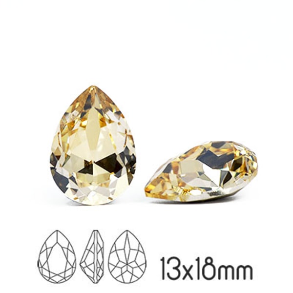 Preciosa kristall, 18x13mm Baroque Pear, Crystal Honey, 1st beige