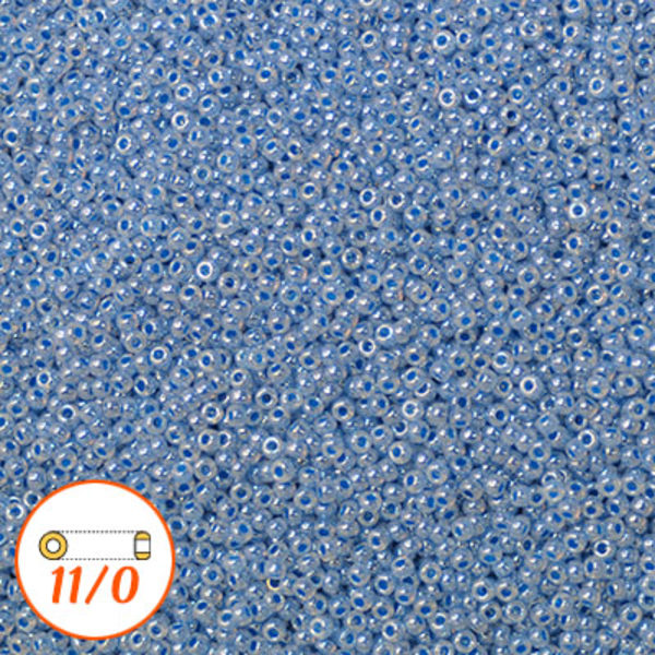 Miyuki seed beads 11/0, I-D dark sky blue ceylon, 10g blå